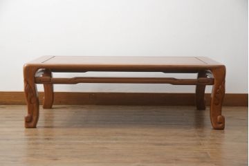 中古　指物工芸家具　井上昇山作　花梨(カリン)材　漆塗り　艶のある上質な風合いが高級感を演出する座卓(ローテーブル、センターテーブル)(R-072577)