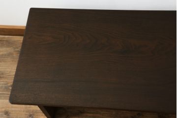 中古　高級品!!　指物家具　タモ材　漆塗り　凛とした佇まいと杢目が美しい文机(ローテーブル、座机、作業台、ワークデスク、在宅用、在宅ワーク用)(R-072578)