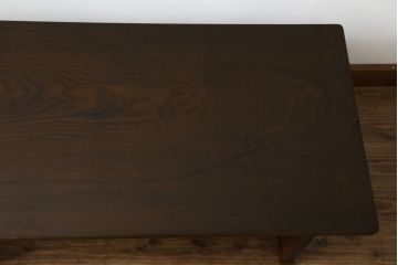 中古　高級品!!　指物家具　タモ材　漆塗り　凛とした佇まいと杢目が美しい文机(ローテーブル、座机、作業台、ワークデスク、在宅用、在宅ワーク用)(R-072578)