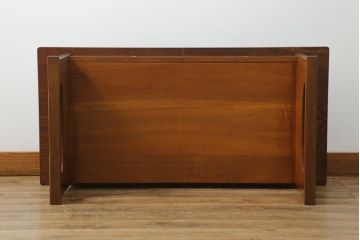 中古　高級品!!　指物家具　タモ材　漆塗り　凛とした佇まいと杢目が美しい文机(ローテーブル、座机、作業台、ワークデスク、在宅用、在宅ワーク用)(R-072578)