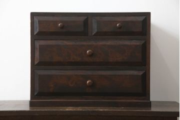 中古　松本民芸家具　立体的なデザインが魅力の凸面小引き出し(卓上収納、小物収納)(R-072581)