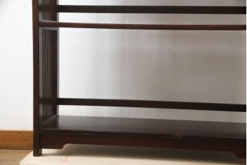 和製ビンテージ　九州民芸家具　樺(カバ)材　格子デザインが和モダンな印象を高める飾り棚(本棚、オープンラック、書棚、ブックシェルフ、ヴィンテージ)(R-072582)