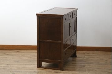 中古　指物家具　吉蔵　端正でおおらかな雰囲気漂う李朝スタイルの収納棚(小箪笥、引き出し、戸棚)(R-072591)