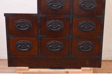中古　美品　上質な和の雰囲気香る階段箪笥風収納箪笥(整理たんす、階段タンス、和タンス、引き出し)(R-072593)