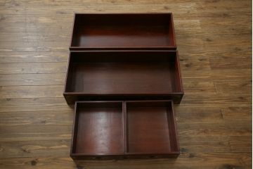 アジアンビンテージ　花梨(カリン)材　上品なデザインの象嵌入りライティングビューロー(ワークデスク、簿記机、収納棚、戸棚、在宅用、在宅ワーク用、引き出し)(R-072600)