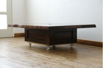 中古　美品　国産職人手作り品　総栗材　和のお部屋づくりにおすすめな囲炉裏テーブル　(R-072601)