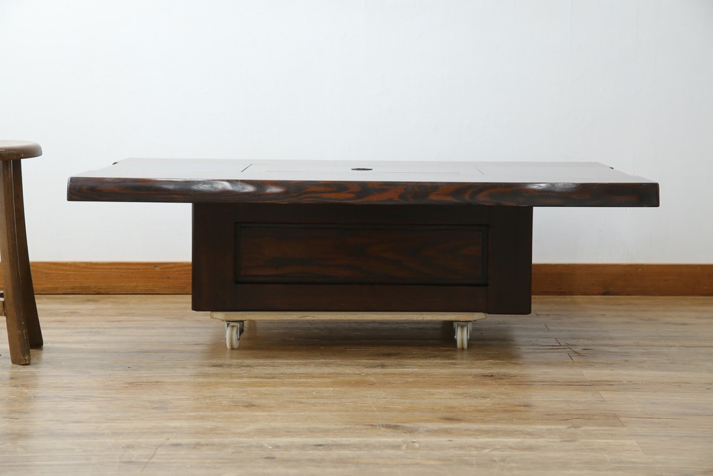 中古　美品　国産職人手作り品　総栗材　和のお部屋づくりにおすすめな囲炉裏テーブル　(R-072601)