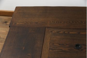 中古　美品　国産職人手作り品　総栗材　和のお部屋づくりにおすすめな囲炉裏テーブル(座卓、木製火鉢、長火鉢、ローテーブル)(R-072601)