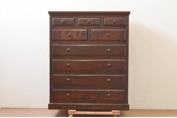 中古　北海道民芸家具　HM533　和洋どちらのインテリアにも合わせやすいチェスト(整理箪笥、収納箪笥、衣装箪笥、引き出し)(R-072614)
