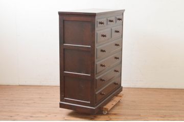 中古　北海道民芸家具　HM533　和洋どちらのインテリアにも合わせやすいチェスト(整理箪笥、収納箪笥、衣装箪笥、引き出し)(R-072614)