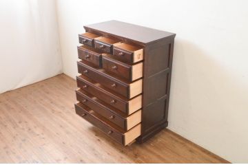 中古　北海道民芸家具　HM533　和洋どちらのインテリアにも合わせやすいチェスト(整理箪笥、収納箪笥、衣装箪笥、引き出し)(R-072614)