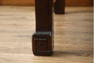 アジアンビンテージ　高級品!!　象嵌入りの凝ったデザインが魅力の唐木材製センターテーブル(リビングテーブル、ローテーブル、花梨材、カリン材、ヴィンテージ)(R-072620)