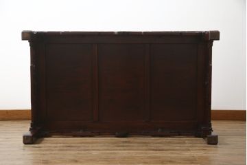 アジアンビンテージ　高級品!!　象嵌入りの凝ったデザインが魅力の唐木材製センターテーブル(リビングテーブル、ローテーブル、花梨材、カリン材、ヴィンテージ)(R-072620)