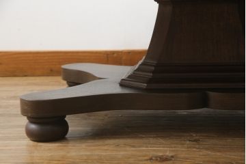 イギリスビンテージ　天板大理石が目を引くクラシカルなお部屋に取り入れたいオーバルセンターテーブル(リビングテーブル、楕円、ローテーブル、英国、ヴィンテージ)(R-072632)