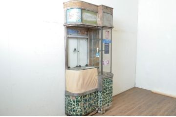 和製アンティーク　レトロなタイルベースのタバコ屋ガラスケース(ショーケース、陳列棚、煙草、たばこ)(R-072633)