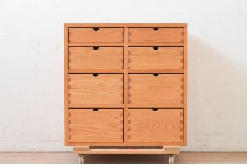 和製ビンテージ　高島屋特注品!　シンプルなデザインと引き出し8杯の収納力が魅力的なチェスト(引き出し、サイドチェスト、収納箪笥、ヴィンテージ)(R-072634)