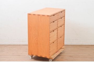和製ビンテージ　高島屋特注品!　シンプルなデザインと引き出し8杯の収納力が魅力的なチェスト(引き出し、サイドチェスト、収納箪笥、ヴィンテージ)(R-072634)