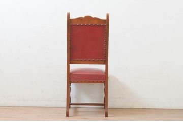 中古　横浜クラシック家具　ダニエル(daniel)　ミッシェル(Michel)サイドチェア　A-504　本革(レザー)　クラシカルな雰囲気漂うデザインがおしゃれなダイニングチェア(椅子、イス)(R-072638)