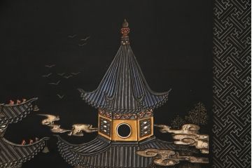 アジアンビンテージ　中国古美術　楓橋夜泊　寒山寺彫刻　清代書家彫刻　繊細な意匠が見事な衝立て(衝い立て、つい立て、間仕切り、パーテーション、ヴィンテージ)(R-072639)