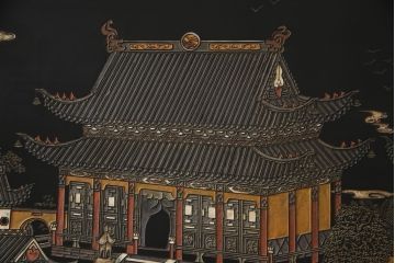 アジアンビンテージ　中国古美術　楓橋夜泊　寒山寺彫刻　清代書家彫刻　繊細な意匠が見事な衝立て(衝い立て、つい立て、間仕切り、パーテーション、ヴィンテージ)(R-072639)