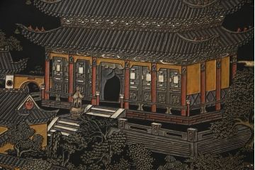アジアンビンテージ　中国古美術　楓橋夜泊　寒山寺彫刻　清代書家彫刻　繊細な意匠が見事な衝立て(衝い立て、つい立て、間仕切り、パーテーション、ヴィンテージ)(R-072639)