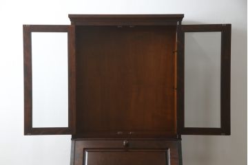 中古　美品　北海道民芸家具　上品な雰囲気漂うビューローブックケース(ライティングビューロー、簿記机、本箱、本棚、飾り棚、収納棚、戸棚、ワークデスク、在宅ワーク、在宅用)(R-072661)