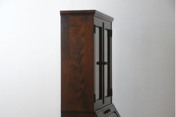 中古　美品　北海道民芸家具　上品な雰囲気漂うビューローブックケース(ライティングビューロー、簿記机、本箱、本棚、飾り棚、収納棚、戸棚、ワークデスク、在宅ワーク、在宅用)(R-072661)