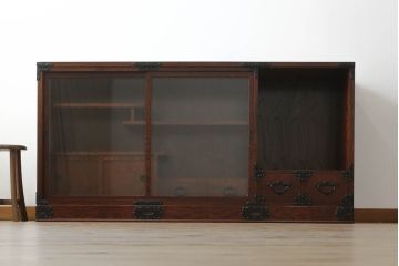 中古　岩谷堂箪笥　和モダンな空間づくりにおすすめのサイドボード(収納棚、戸棚、飾り棚、茶箪笥、サイドキャビネット)(R-072668)