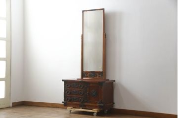中古　民芸家具　岩谷堂箪笥　桜木作　上質な和の空間を演出する鏡台(ドレッサー、ミラー、姿見)(R-072670)