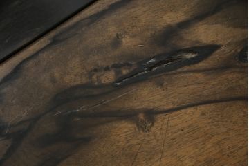 和製アンティーク　総黒柿　渋い色味と独特な杢目が目を惹く長火鉢(囲炉裏、木製火鉢)(R-072672)