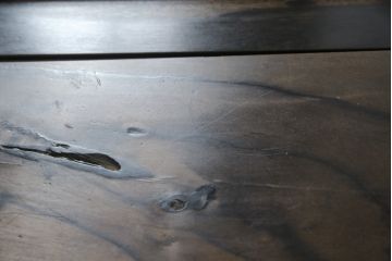 和製アンティーク　総黒柿　渋い色味と独特な杢目が目を惹く長火鉢(囲炉裏、木製火鉢)(R-072672)