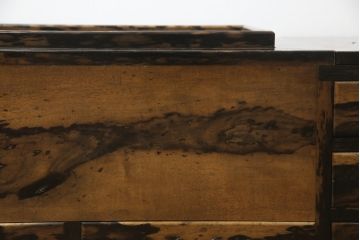 和製アンティーク　総黒柿　渋い色味と独特な杢目が目を惹く長火鉢(囲炉裏、木製火鉢)(R-072672)
