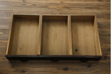 和製アンティーク　総ナラ材　直線的なデザインがレトロな片袖机　(R-072675)