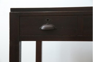 和製アンティーク　総ナラ材　直線的なデザインがレトロな片袖机　(R-072675)