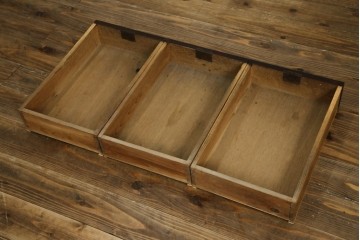 和製アンティーク　総ナラ材　直線的なデザインがレトロな片袖机　(R-072675)