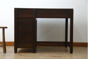 和製アンティーク　総ナラ材　直線的なデザインがレトロな片袖机　(R-072675)