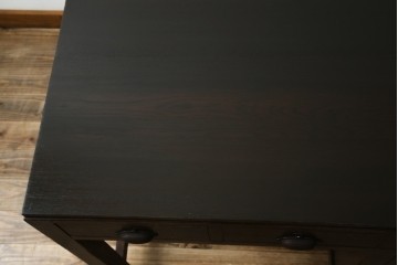 和製アンティーク　総ナラ材　直線的なデザインがレトロな片袖机　(R-072675)