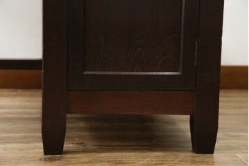 和製アンティーク　総ナラ材　直線的なデザインがレトロな片袖机　(R-072675)