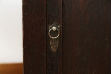 和製アンティーク　総ナラ材　直線的なデザインがレトロな片袖机　(R-072675)