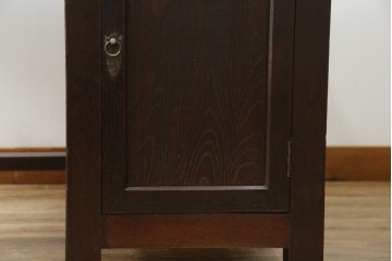 和製アンティーク　総ナラ材　直線的なデザインがレトロな片袖机　(R-072675)