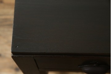 和製アンティーク　総ナラ材　直線的なデザインがレトロな片袖机　(R-072675)