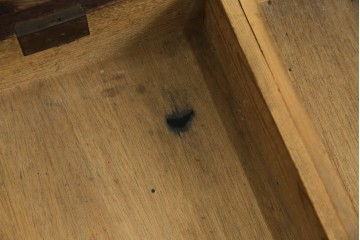 和製アンティーク　総ナラ材　直線的なデザインがレトロな片袖机　(R-072675)