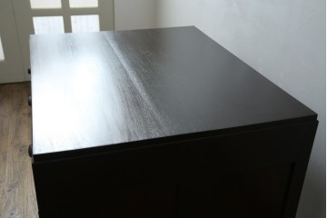 和製アンティーク　総ナラ材　直線的なデザインがレトロな片袖机　(R-072675)