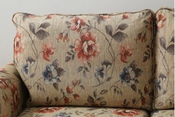 中古　美品　maruni(マルニ木工)　地中海シリーズ　優しい色合いの花柄が愛らしいモナコハイラブシート(2人掛けソファ、2Pソファ、二人掛け)(定価約32万円)(R-072688)