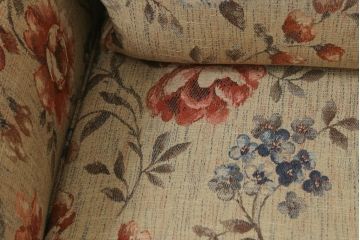中古　美品　maruni(マルニ木工)　地中海シリーズ　優しい色合いの花柄が愛らしいモナコハイラブシート(2人掛けソファ、2Pソファ、二人掛け)(定価約32万円)(R-072688)