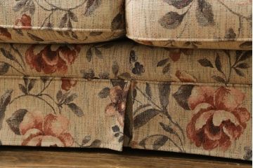 中古　美品　maruni(マルニ木工)　地中海シリーズ　優しい色合いの花柄が愛らしいモナコハイラブシート(2人掛けソファ、2Pソファ、二人掛け)(定価約32万円)(R-072688)