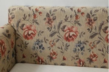 中古　美品　maruni(マルニ木工)　地中海シリーズ　優しい色合いの花柄が愛らしいモナコハイラブシート(2人掛けソファ、2Pソファ、二人掛け)(定価約32万円)(R-072688)