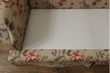 中古　美品　maruni(マルニ木工)　地中海シリーズ　優しい色合いの花柄が愛らしいモナコハイラブシート(2人掛けソファ、2Pソファ、二人掛け)(定価約32万円)(R-072688)