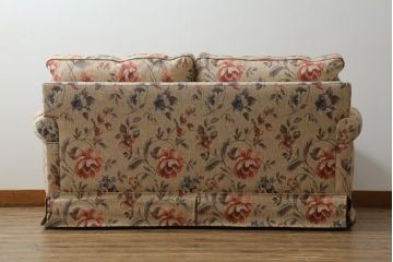 中古　美品　maruni(マルニ木工)　地中海シリーズ　優しい色合いの花柄が愛らしいモナコハイラブシート(2人掛けソファ、2Pソファ、二人掛け)(定価約32万円)(R-072688)