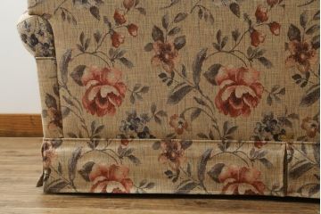 中古　美品　maruni(マルニ木工)　地中海シリーズ　優しい色合いの花柄が愛らしいモナコハイラブシート(2人掛けソファ、2Pソファ、二人掛け)(定価約32万円)(R-072688)